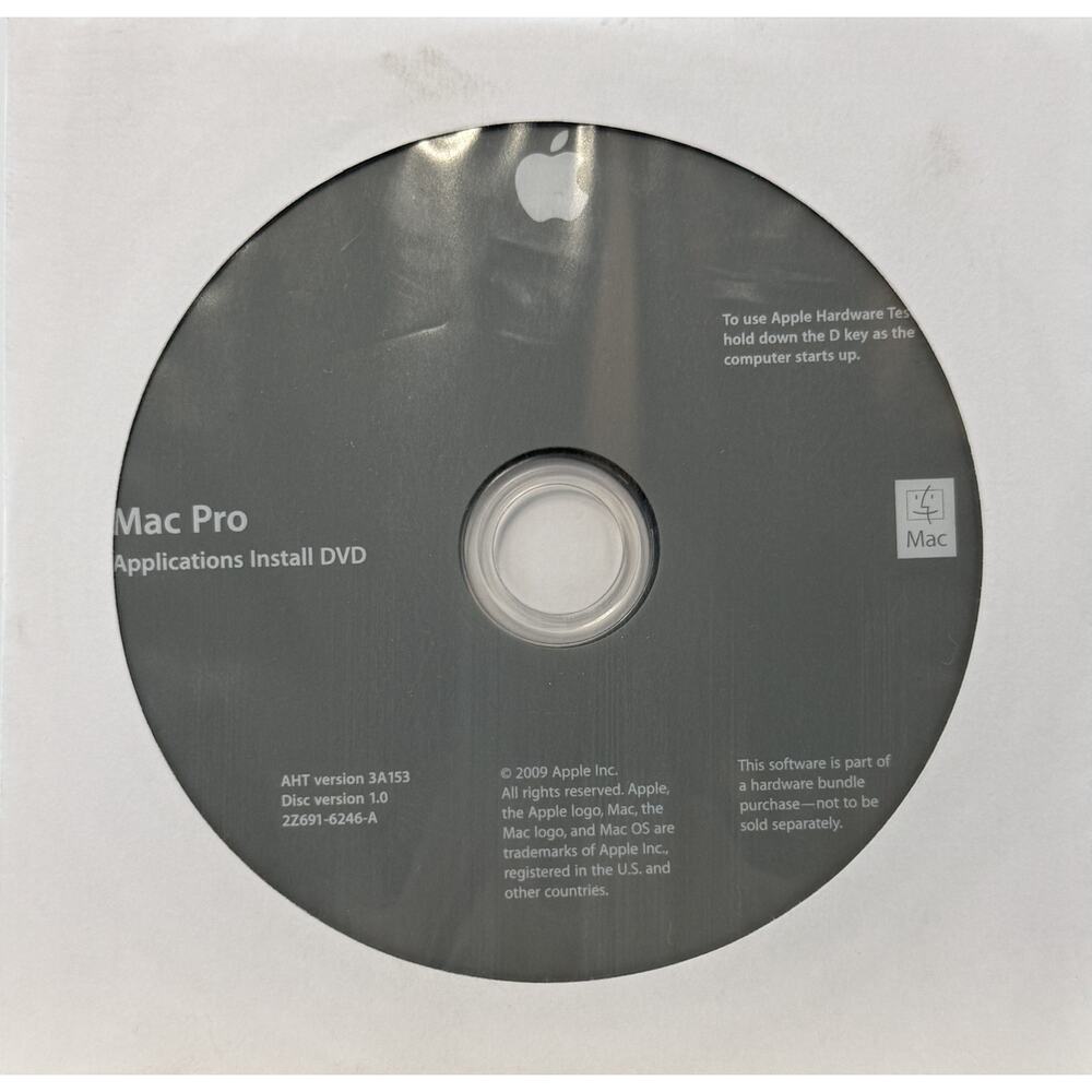 Apple Mac Pro Applications Install Disc 2Z691-6246-A AHT 3A153